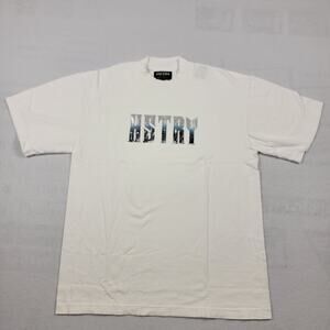 Hstry by NAS White Tshirt Metallic Skyline Mens Sz S (740-742)